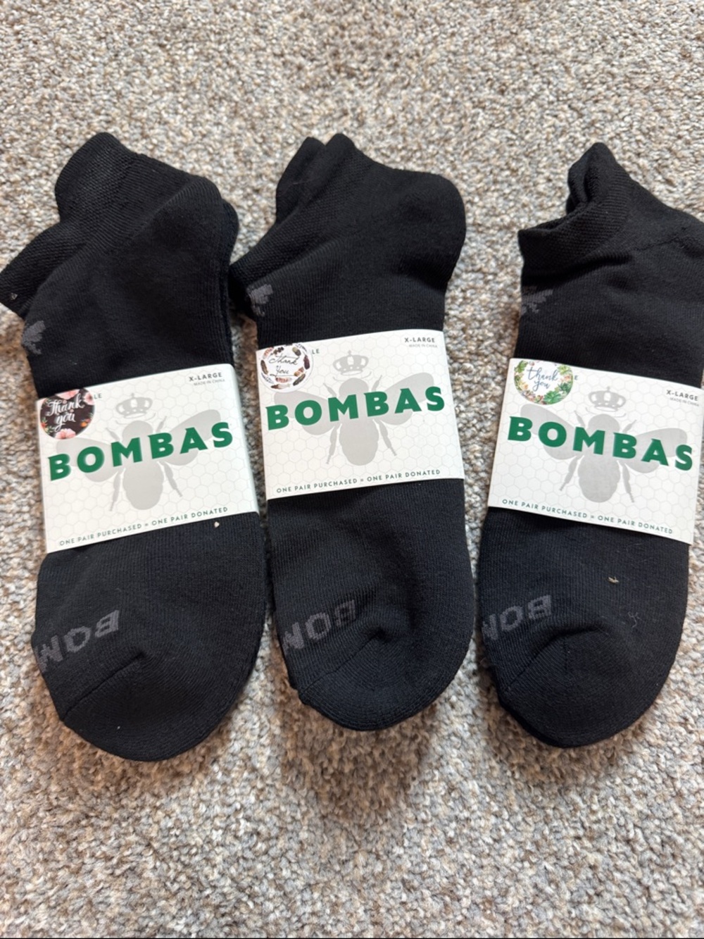 Bombas Men's Black Short Socks - 3 Pairs